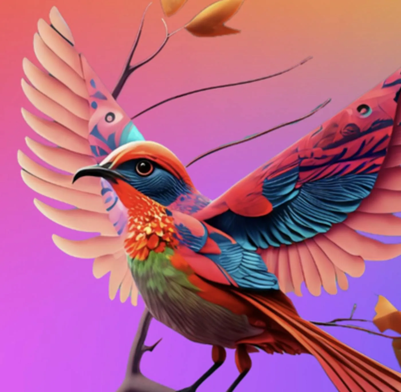 AI-generated colorful bird artwork
