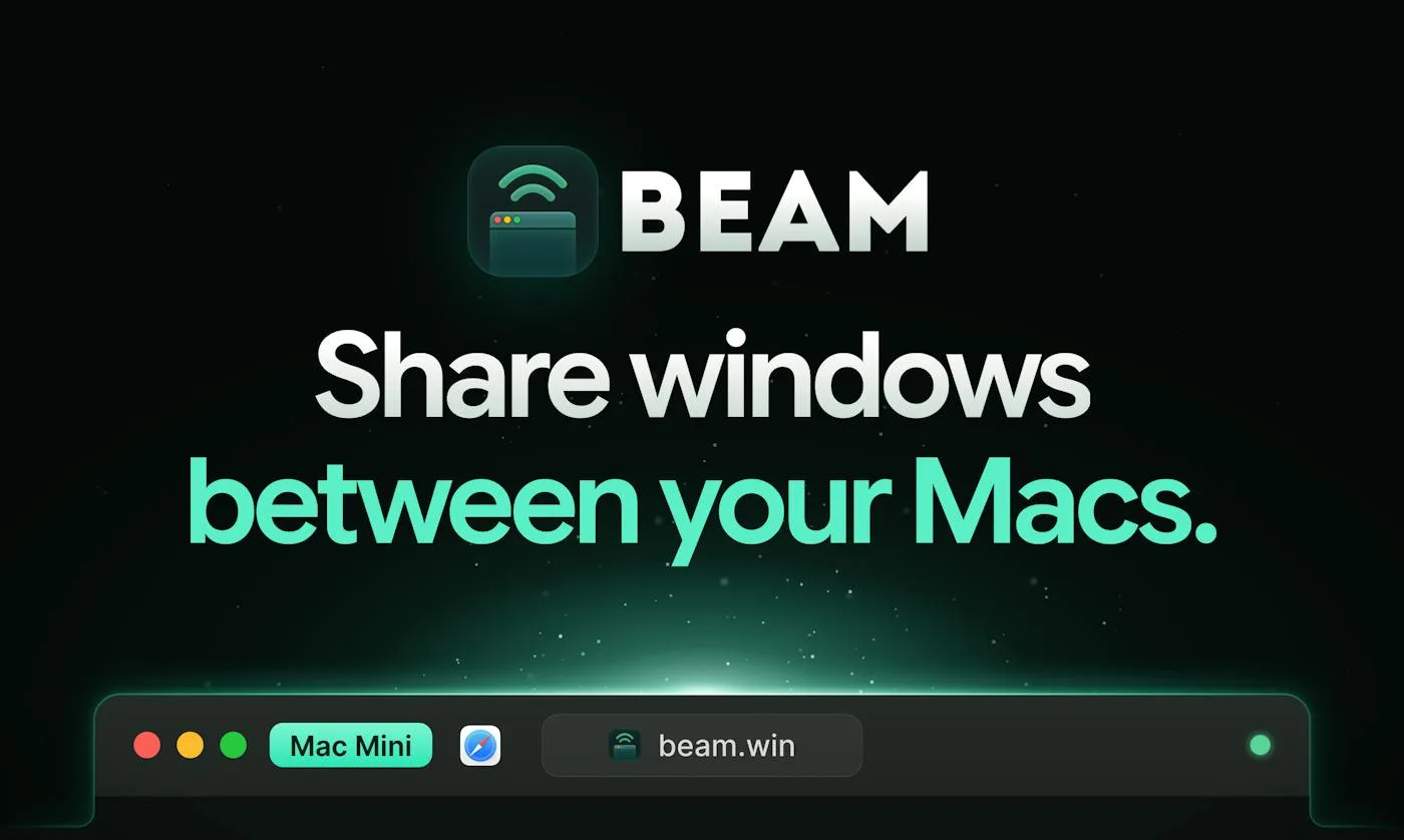 Beam window shared between Macs on a desktop