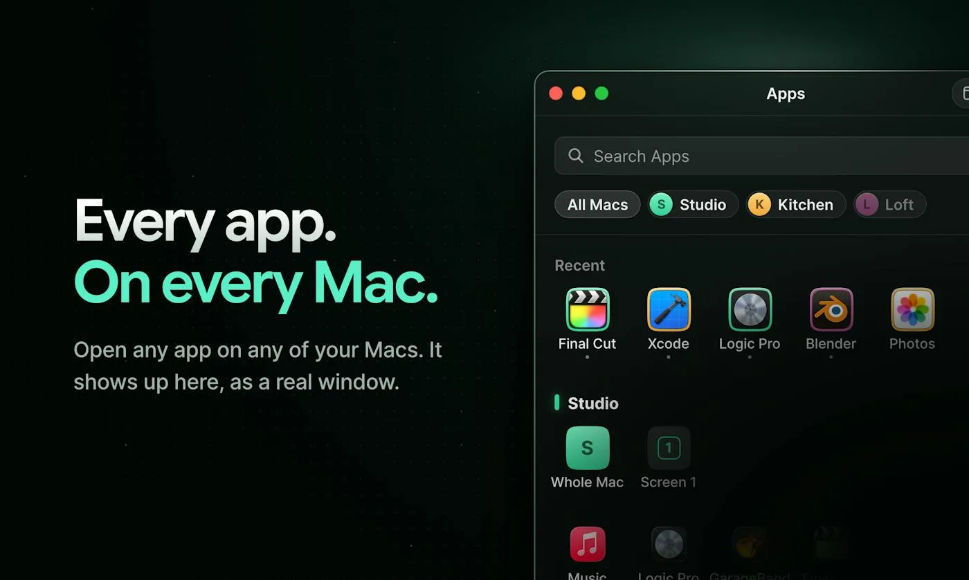 Beam window picker listing apps on other Macs