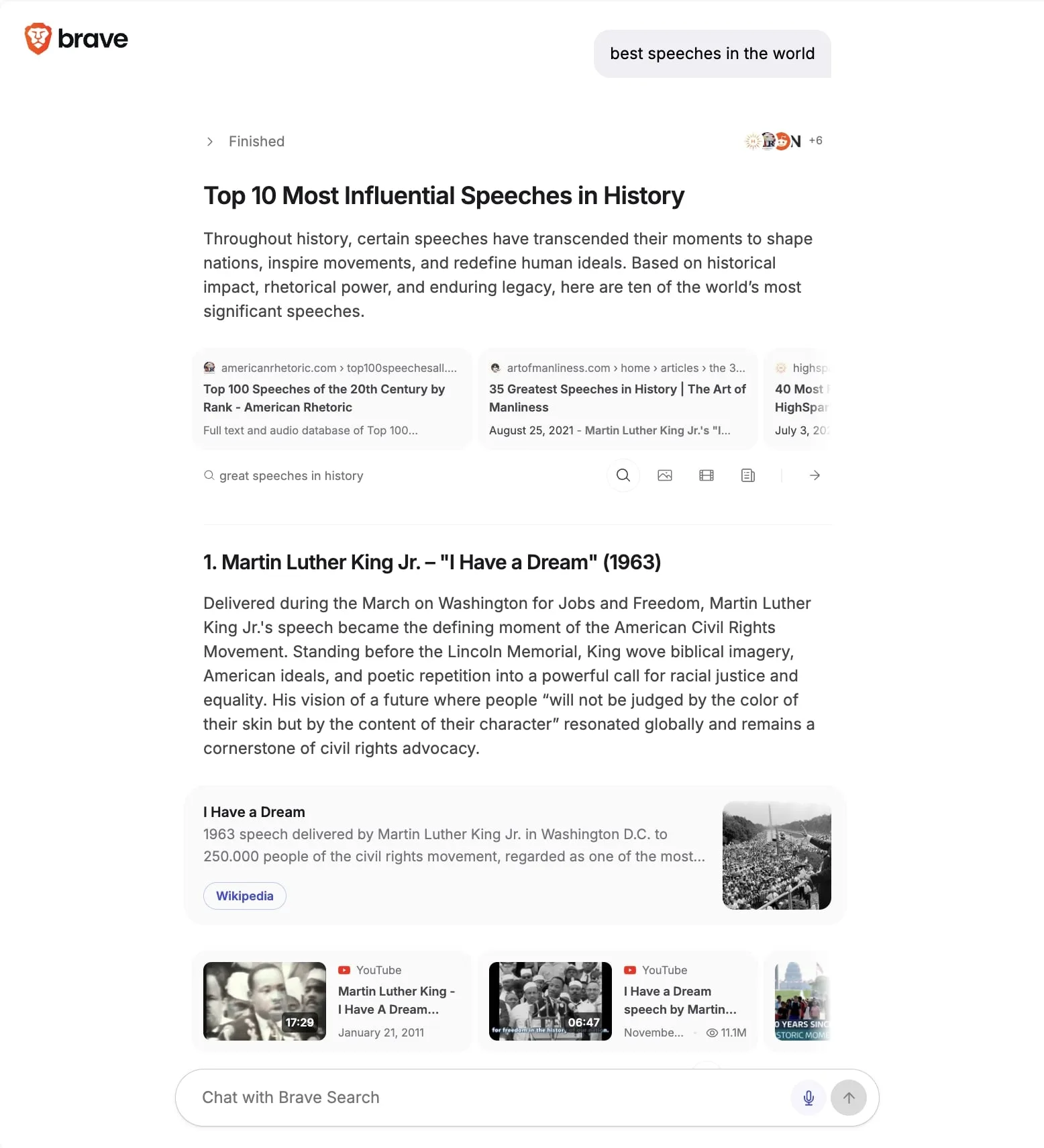 Ask Brave answer with contextual enrichments