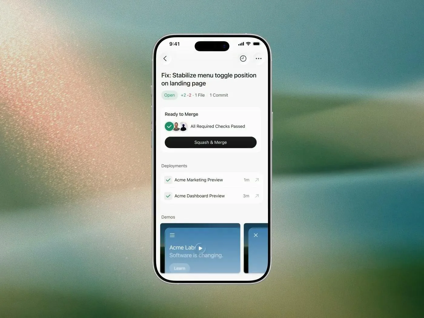 Cursor iOS app showing a coding task, deployments and agent status