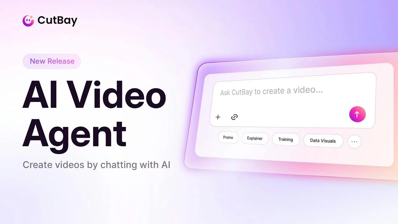 CutBay AI video agent chat input asking to create a video