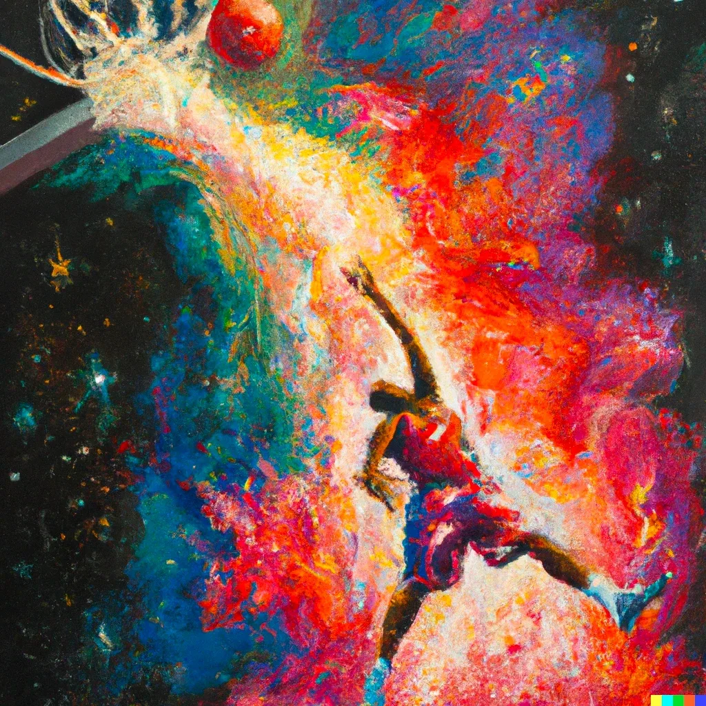 Oil painting: basketball dunk (variant)