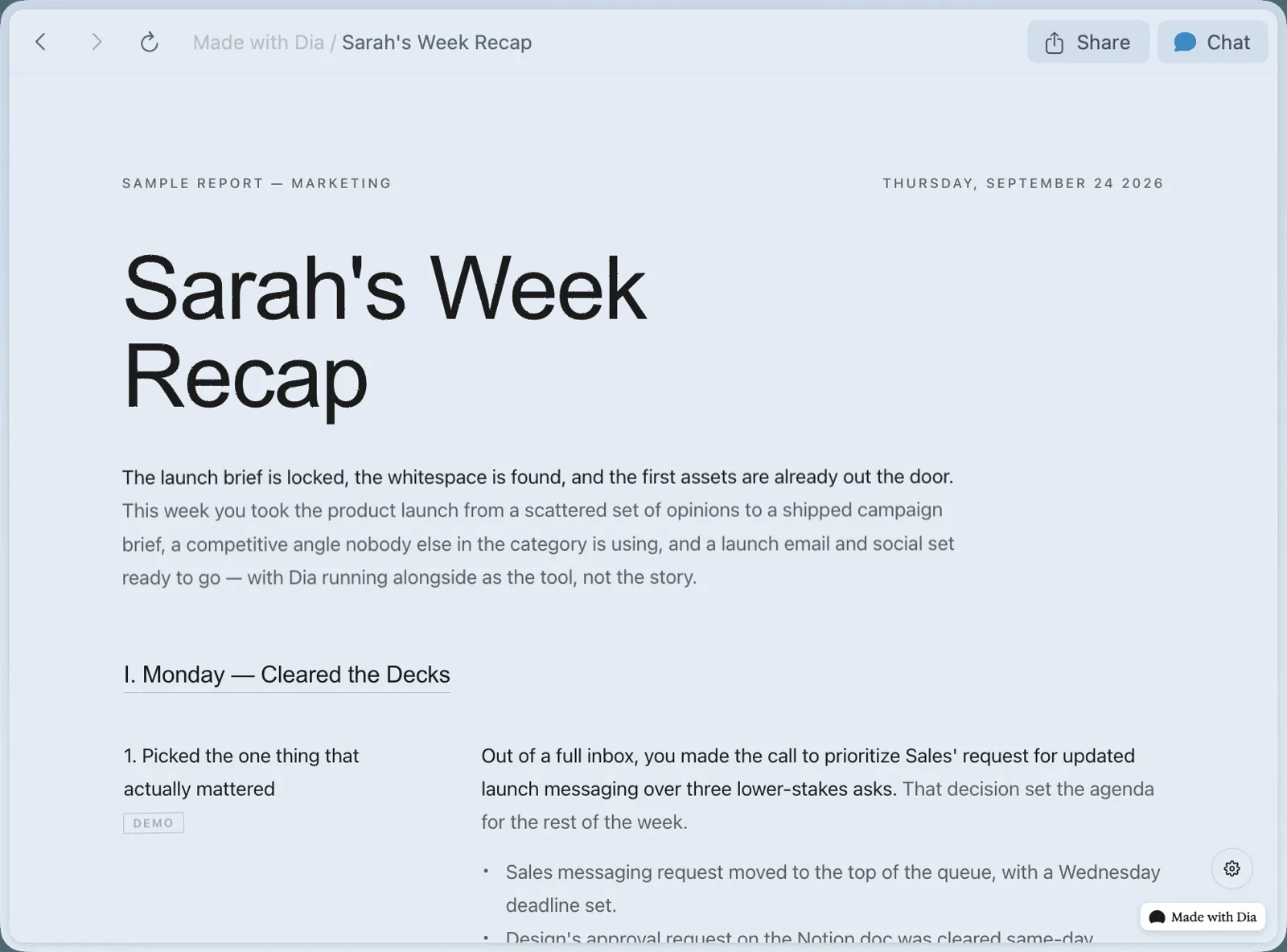 Week Recap report