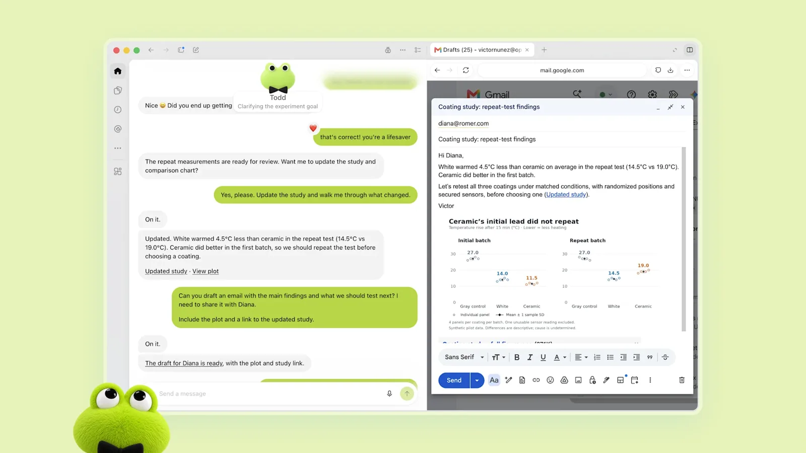 Dots chat with a research report it prepared