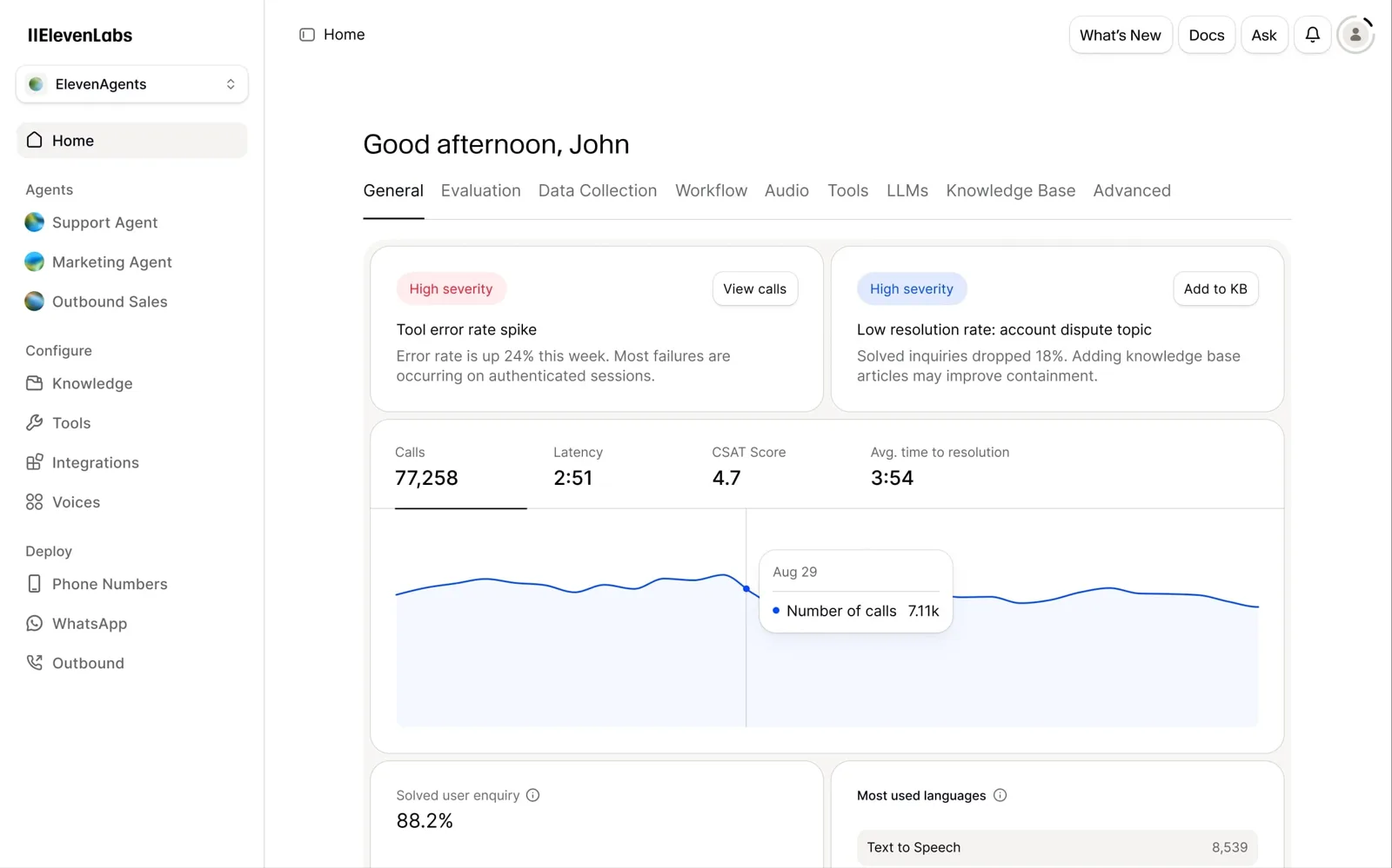 ElevenAgents app interface