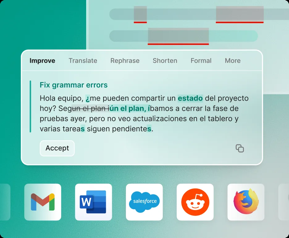 Multilingual grammar correction example