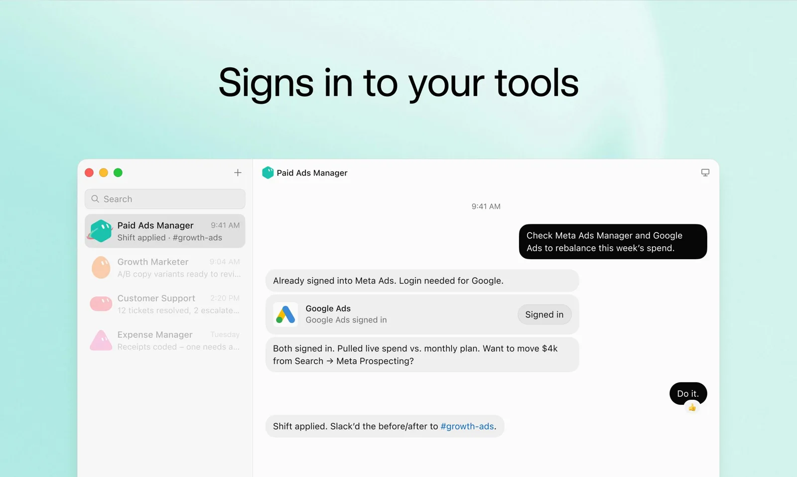 Grok Bot signing in to the user's tools to do work