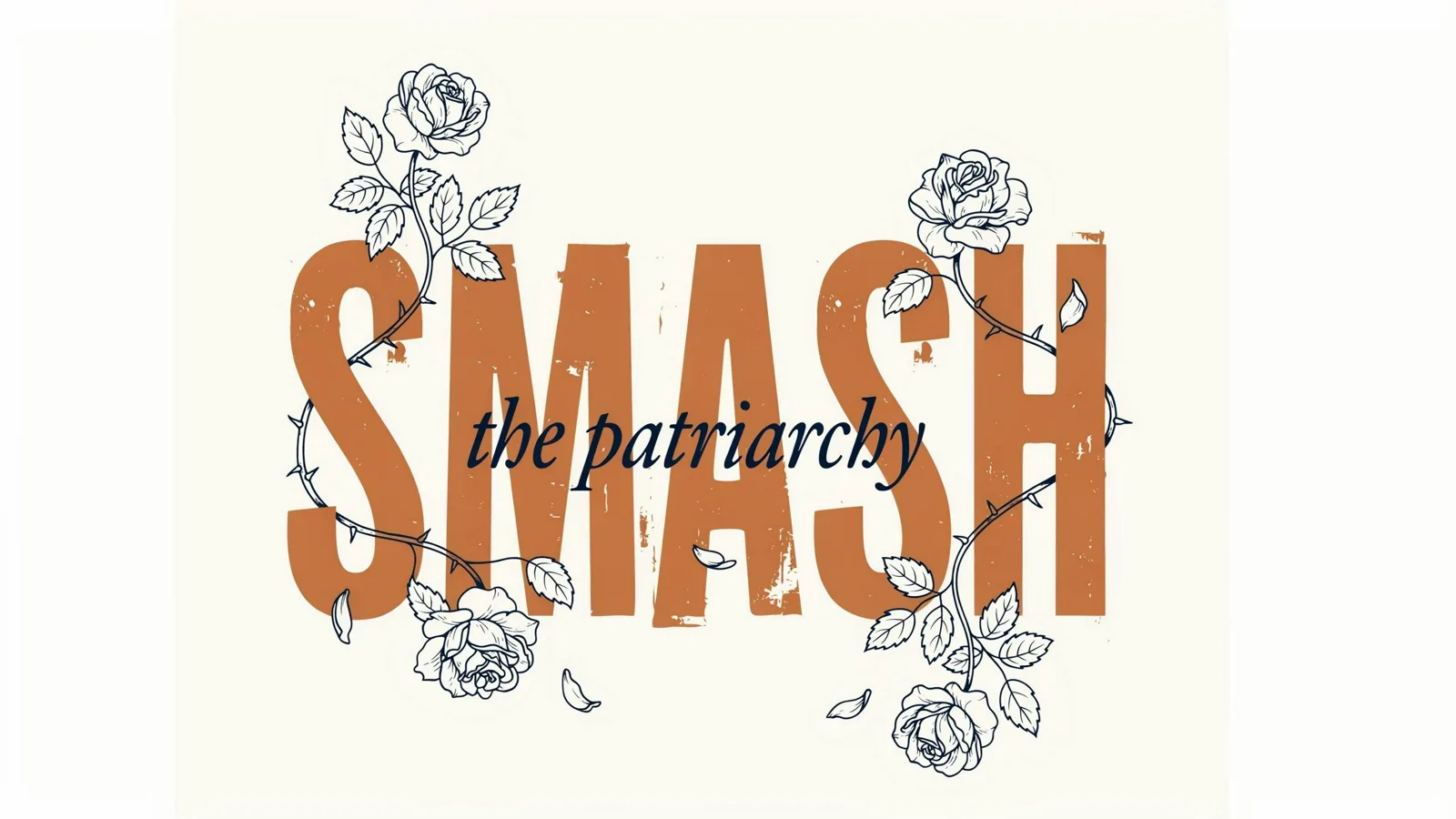 Ideogram 4.0 poster with SMASH the patriarchy typography and floral line art