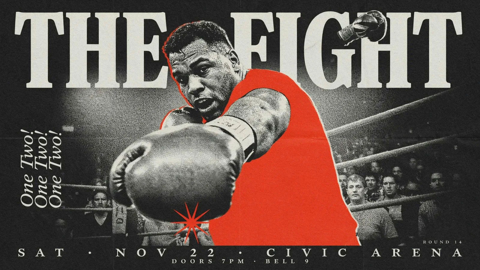 Ideogram 4.0 boxing event poster THE FIGHT with bold typography