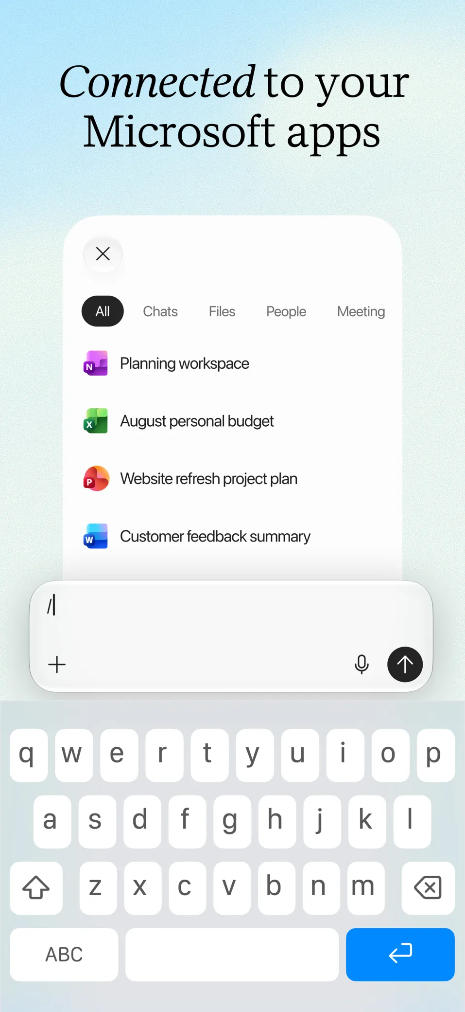 Copilot search across Microsoft apps, files and people