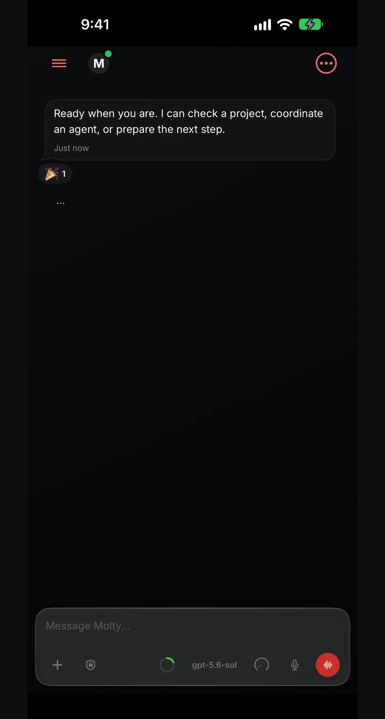 OpenClaw app chat with Molty