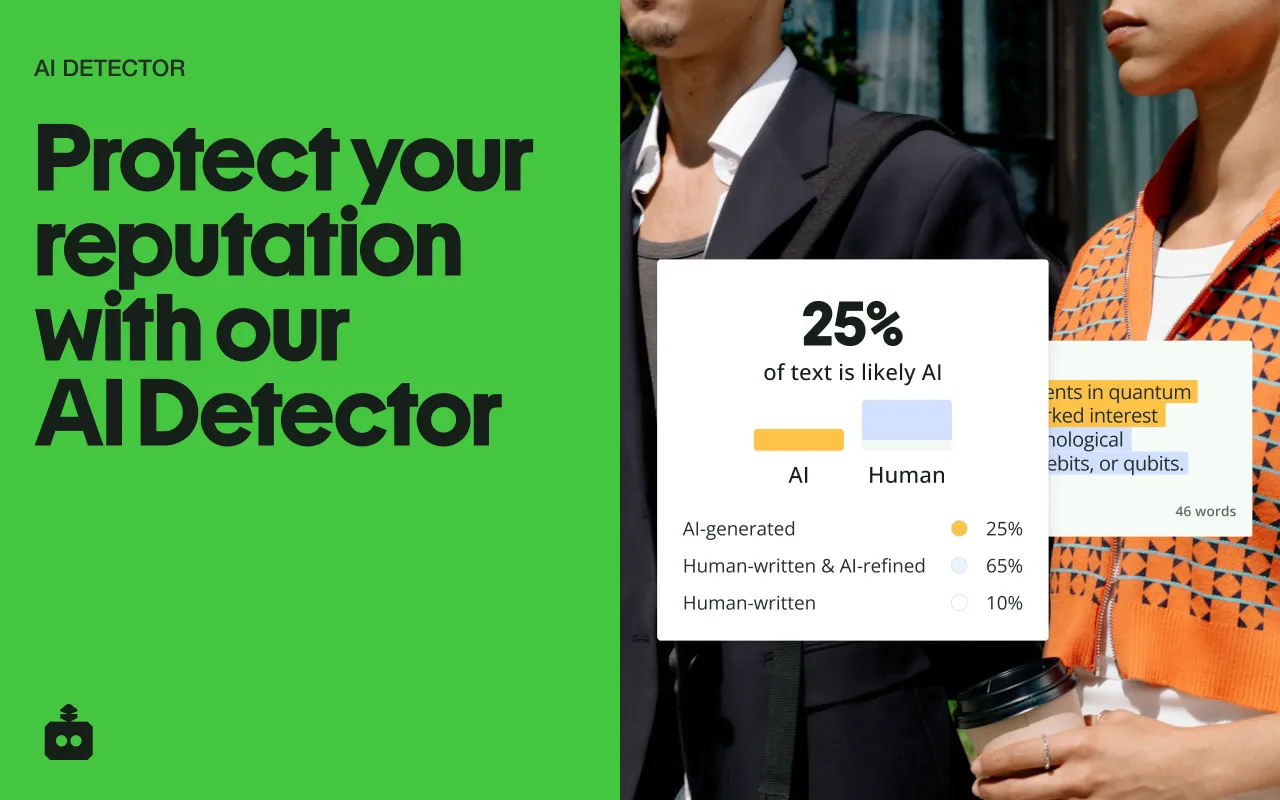 QuillBot AI Detector report showing AI versus human percentage