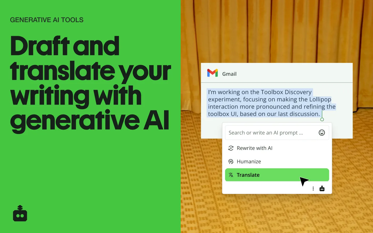 QuillBot extension panel drafting and translating in Gmail