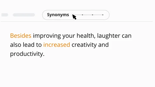 QuillBot paraphraser synonym suggestions on a sentence