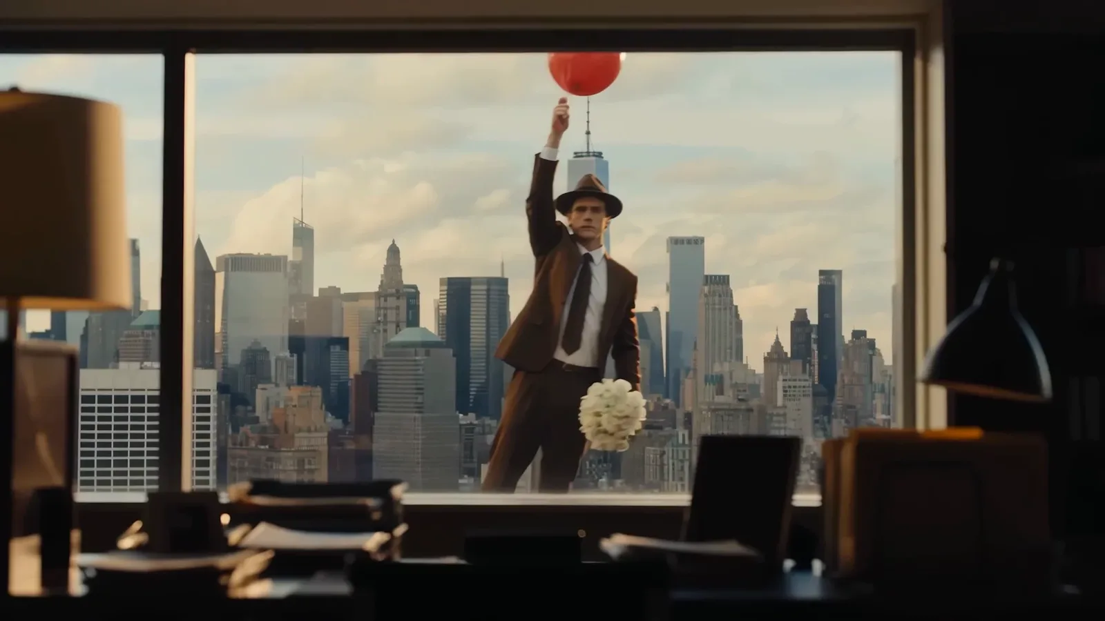 Balloon over city