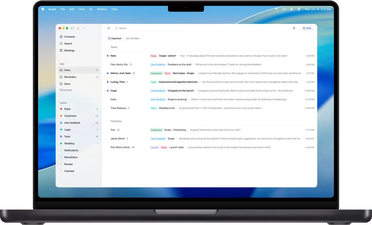 Scape inbox on MacBook