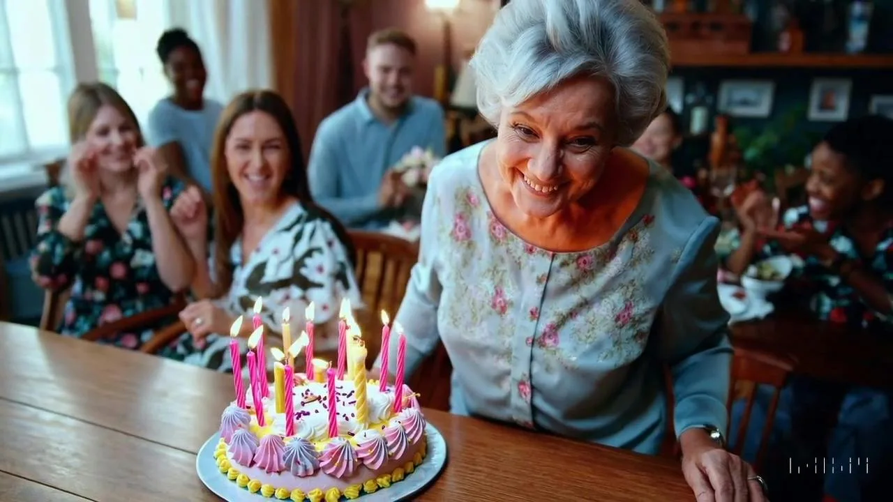 Sora-generated video still: birthday celebration with a cake