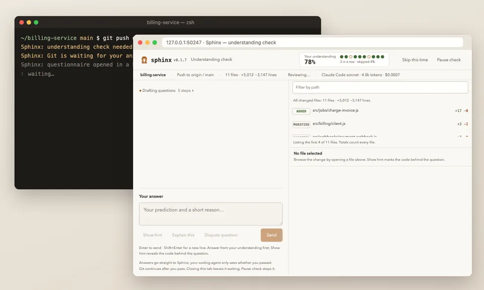 Sphinx understanding check in the browser: a question about the queued job change beside the code diff