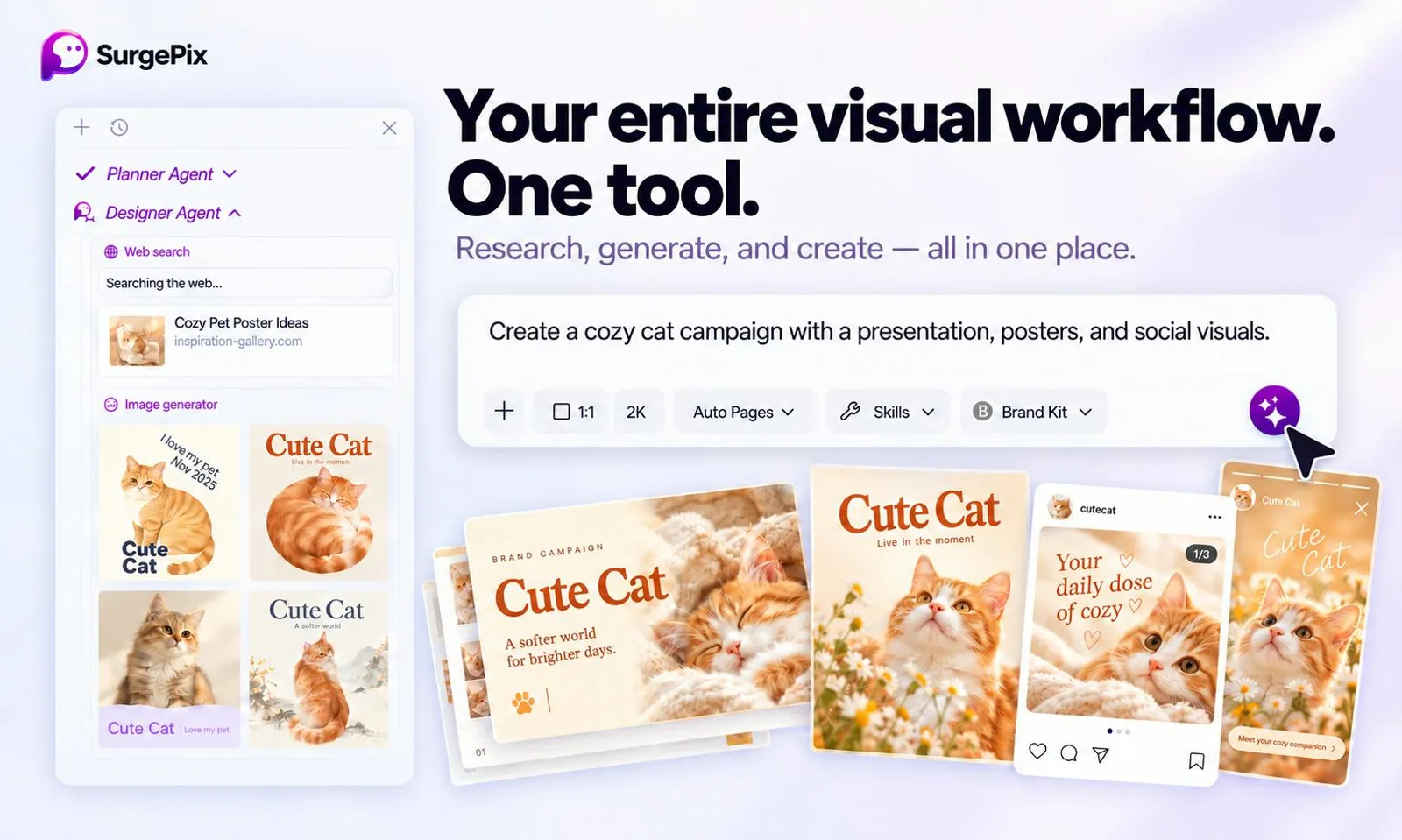 Planner Agent workspace with campaign visuals