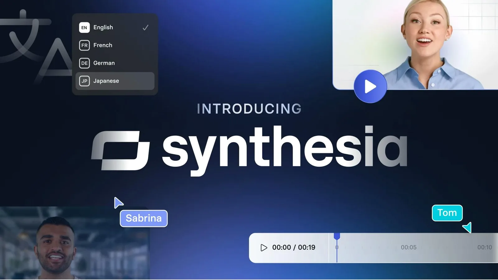 Generated video player with avatar and language menu