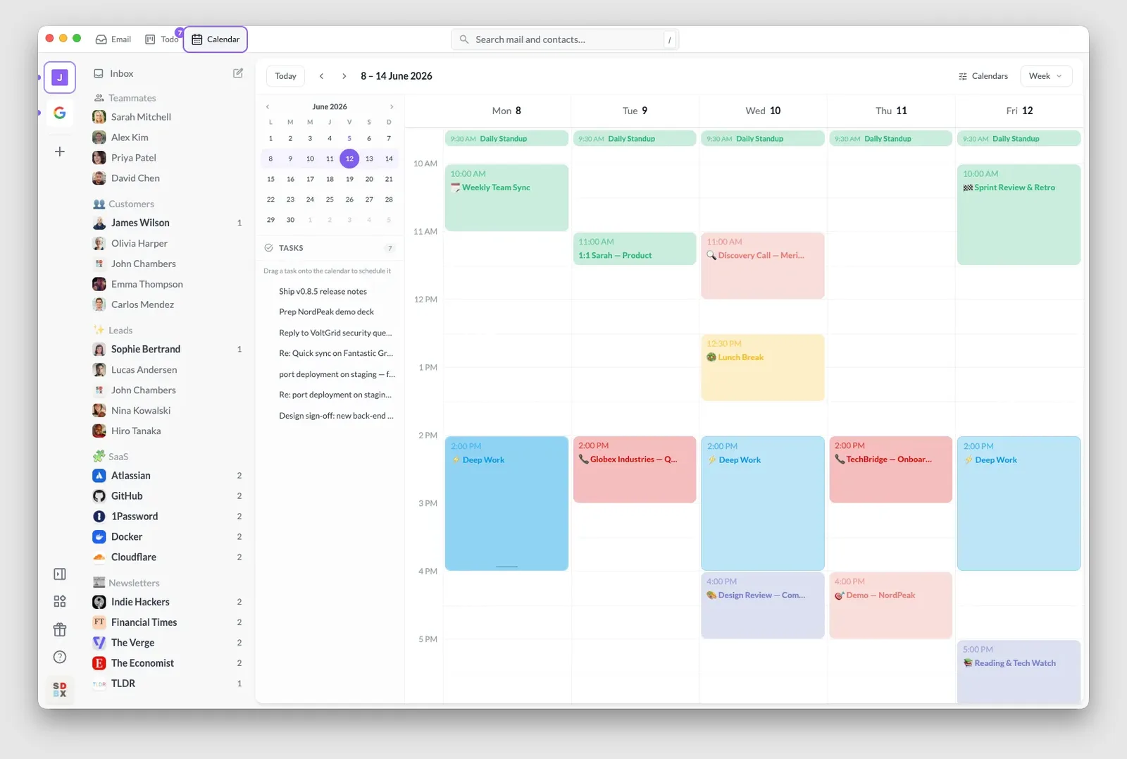 Talanoa calendar beside the inbox