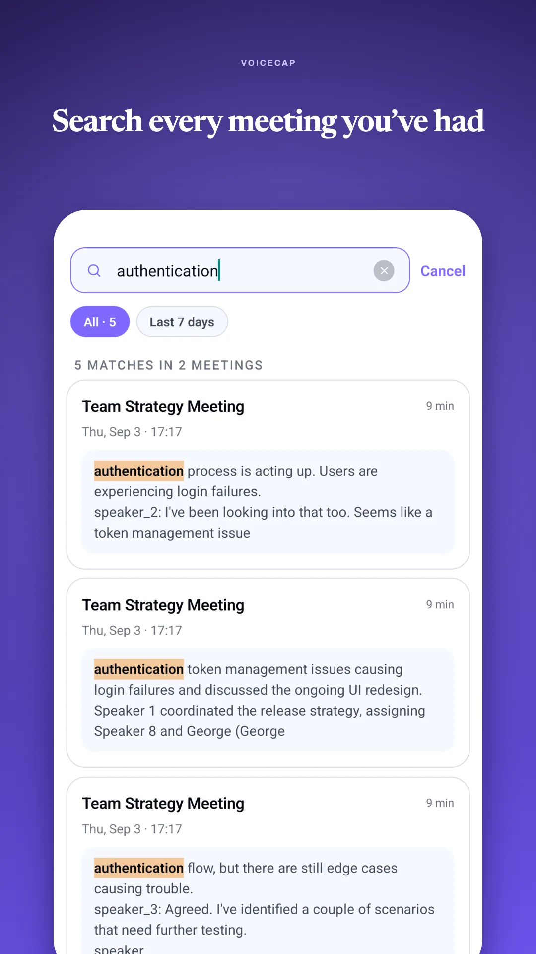Searching across the meeting archive