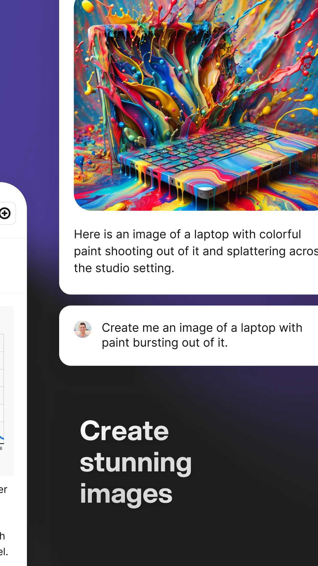 You.com image generation output of a laptop with colourful paint